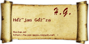 Héjas Géza névjegykártya